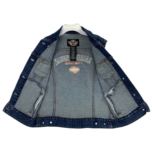 Harley Davidson Embroidered Denim Vest - Picture 14 of 16